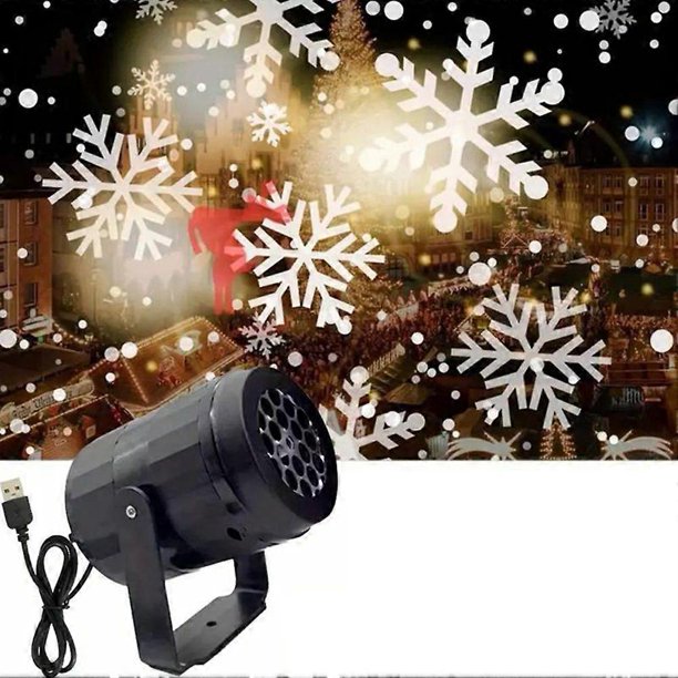 USB Christmas Snowflake Projector Lights - Led Rotating Snowfall Show Lights, Outdoor & Indoor Christmas Decoration