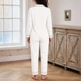 thumbnail image 5 of TEAJOPSUU Women's 2 Piece Pajama Sets Cute Comfy Notched Collar Button Down Long Sleeve Sleepwear Sets with Pants Loungewear Outfit Sets White, 5 of 5