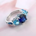 thumbnail image 3 of Rose Red Blue Zircon Band Women's 925 Silver Engagement Wedding Ring Size 6-10, 3 of 4