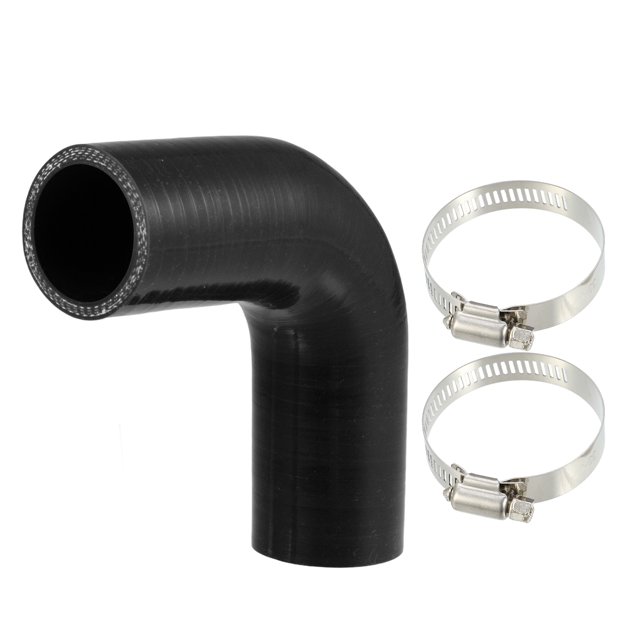 Juego de manguera de silicona 38mm 1.5 ID 90 grados Codo negro para coche Unique Bargains con 4 abrazaderas