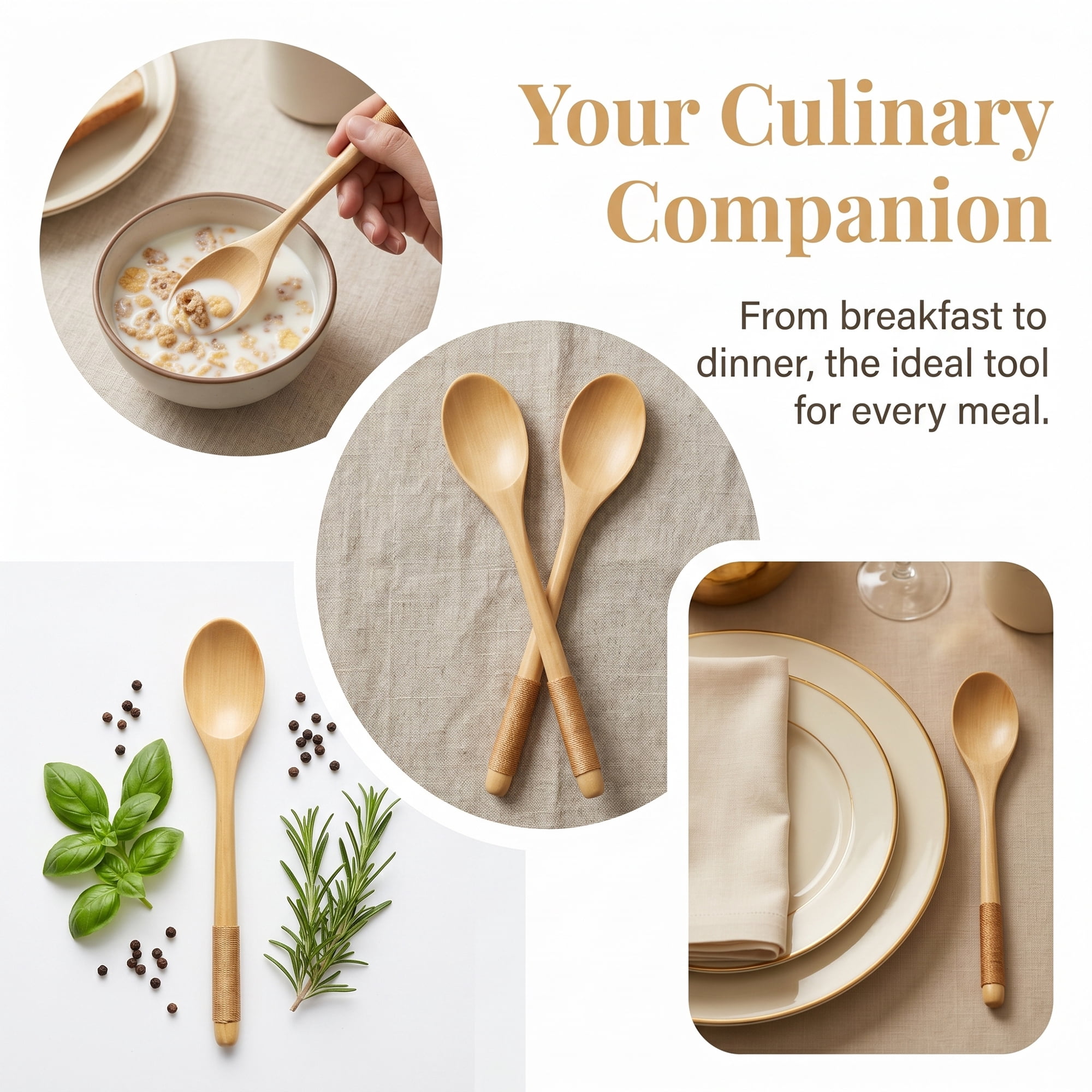 Unique Bargains Wood Non Stick Cookware Kitchen Utensils Set Natural B 2Pcs