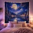 thumbnail image 2 of Golden Full Moon Above Snowy Mountains, Serene Celestial Style for Nature Lovers, Mountain Wall Decor Housewarming Gift, Tapestry Wall Hanging for Bedroom and Dorm, 2 of 7