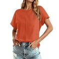 thumbnail image 1 of Women's Raglan Short Sleeve Tee Loose Fit Casual Round Neck Solid Color Everyday Versatile Comfort Top, 1 of 4