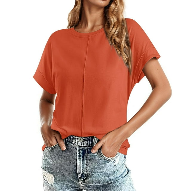 Women's Raglan Short Sleeve Tee Loose Fit Casual Round Neck Solid Color Everyday Versatile Comfort Top
