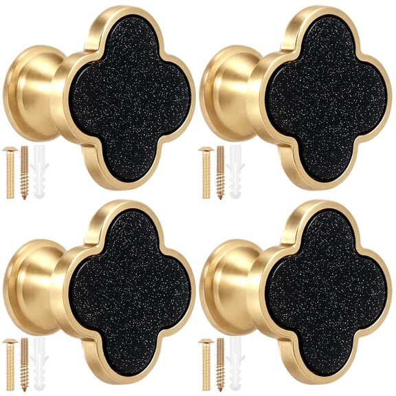 Threns 4 Pcs Cabinet Knobs Zinc Alloy Dresser Knobs Elegant Clover Drawer Knobs and Pulls Multifunctional Decorative Wall Hooks for Closet Bookcase Furniture Wardrobe