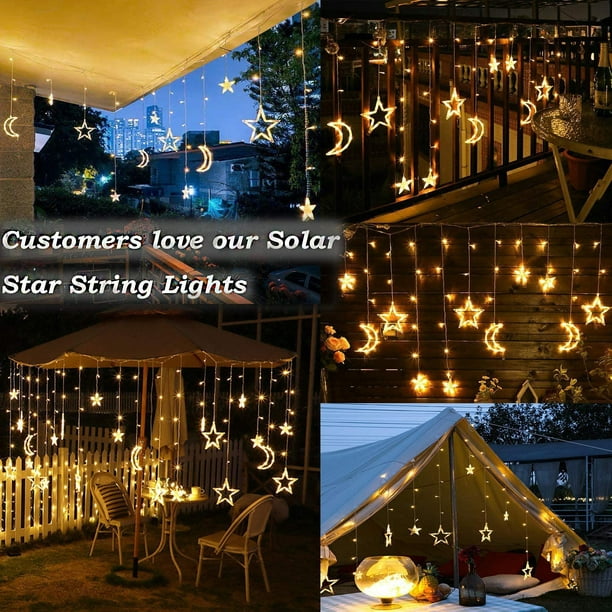 Solar Star String Lights , 8 Modes Solar Powered Twinkle Fairy