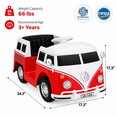 thumbnail image 2 of TLSUNNY 6V Licensed VW Bus Ride On Toys, Battery Powered Vehicle, 2-Speed Drive, Soft Start, Seat Belt, Cup Holder, Music, Foot Pedal Control, Red, 2 of 9