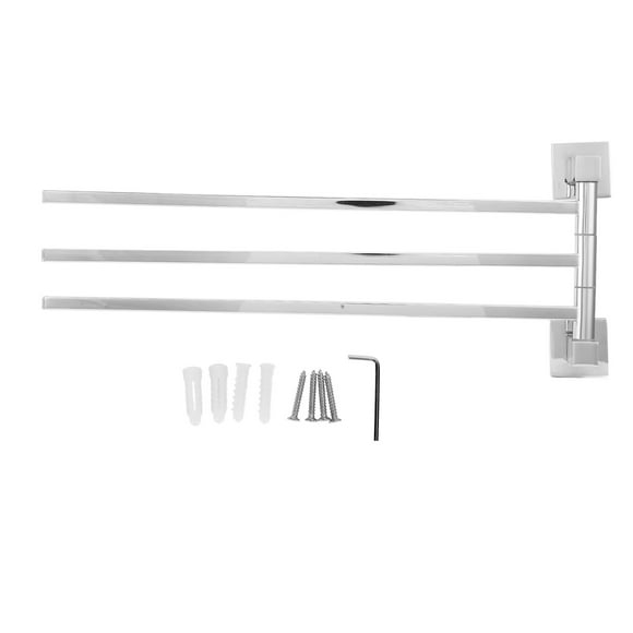 Toallero de acero inoxidable con barra giratoria de 180° para colgar toallas y albornoces para baño, 3 varillas