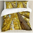 thumbnail image 3 of Nature Duvet Cover Set Twin Size, Image of Up View of Fall Aspen Tree Leaves in Faded Tone Autumn Season Photography, Decorative 2 Piece Bedding Set with 1 Pillow Sham, Yellow, by Ambesonne, 3 of 3