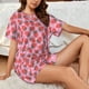 thumbnail image 4 of Balery Strawberry Conjunto de Pijama para Mujer con Estampado, Dos Piezas de Manga Corta y Shorts, Ropa de Dormir Suave con Cuello Redondo y Bolsillos-Medium, 4 of 6