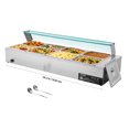 thumbnail image 1 of VEVOR Commercial Food Warmer, 1700W Electric Stainless Steel Steam Food Warmer with Glass Cover, 8-Pan Countertop Buffet Bain Marie with Soup & Perforated Ladles, 1 of 9