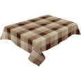 thumbnail image 2 of Rectangle Tablecloth 60x84inch, Buffalo Plaid Check Vinyl Table Covers Waterproof Oilcloth Table Cloth Linens, Tablecloths for Outdoor Dining Wedding Party Camping, Brown, 2 of 6