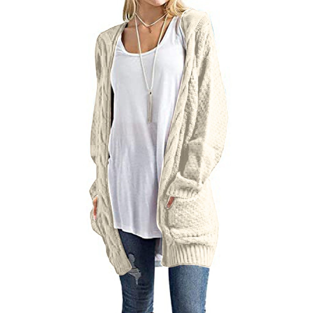 Knit Winter Cardigan Sweater Solid 