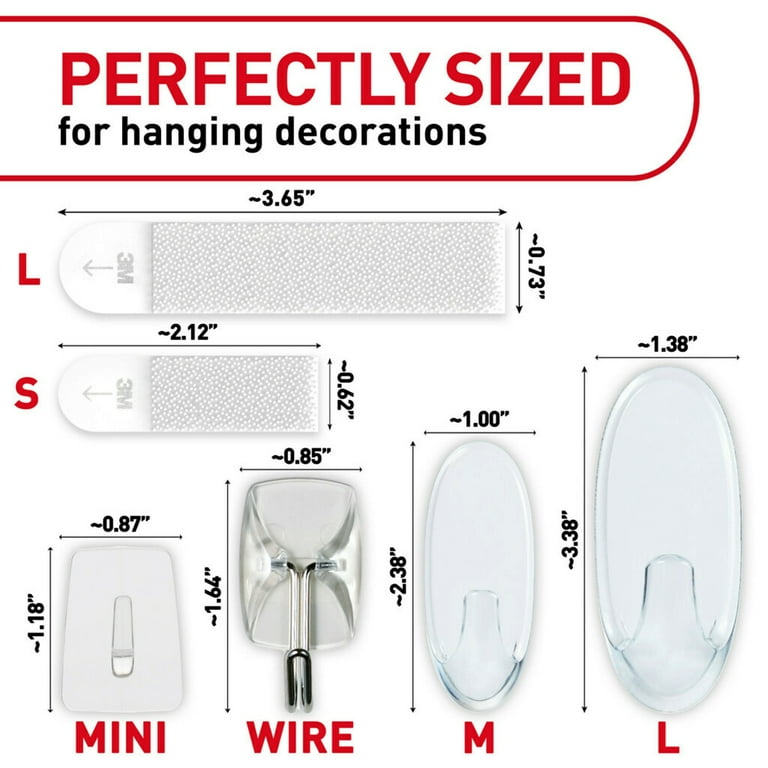 3M 243265 Command Damage Free Hanging Hook, Clear - Pack of 53