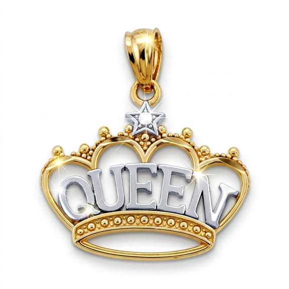 Charm America - Gold Queen Inside Tiara Charm - 10 Karat Solid Gold