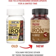 Deva Nutrition Vegan Chelated Iron 29 mg with B-12, Helps Maintain Healthy Red Blood Cells, Healthy Nails, Promotes Optimal Absorption, Skin Health, Improves Hair Growth, Gluten Free, 90 Tablets