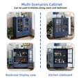 thumbnail image 6 of Mid-Century Modern Buffet Cabinet with Double Glass Doors & Drawer, Versatile Storage Sideboard for Dining Room, Living Room, Hallway Entryway, Blue, 28"L x 15"W x 36"H, 6 of 9