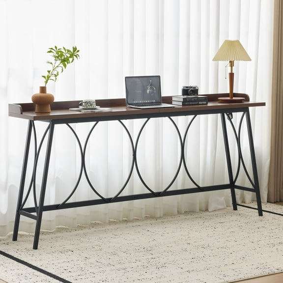 Zimtown Brown Pub Table 82.3" Long Bar Table Multi functional Dining Table for Kitchen Dining Home Office Vintage Style Durable Sturdy Design Easy to Clean