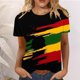 thumbnail image 3 of Tops de Manga Corta para las Mujeres de Ajuste Suelto, Día de la Independencia Negro Impreso, Cuello Redondo Suelto Superior, 3 of 5