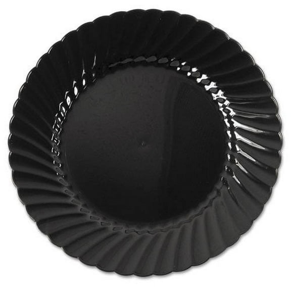 WNA Classicware Plastic Plates, 6" Dia., Black, Round, 10 Plates/Pack