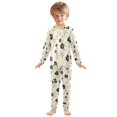 thumbnail image 6 of FORMRS Long Sleeve Top and Pants Pajama Set for Niños 2-Piece Sleepwear, Sizes 18M-8Y, Small Black Flowers, 6 of 6