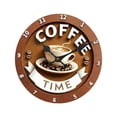 thumbnail image 2 of Reloj de pared con diseño de café, decorativo, resistente, creativo, redondo, con números arábigos. 25 centímetros, 2 of 8