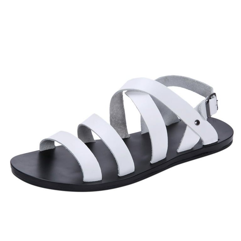ZTTD Fashion Men's Roman Style Lightweight Non-Slip Flat Sandals Casual  Beach Shoes