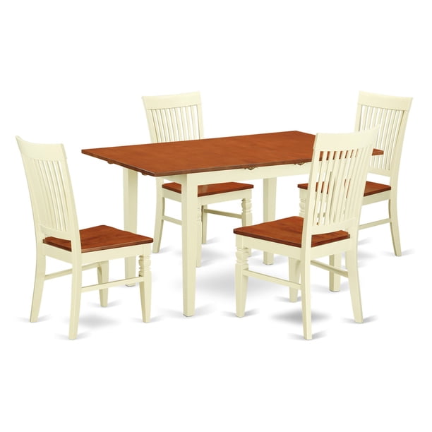 East West Furniture Norfolk 5 Piece Rectangular Dining Table Set with Wood Chairs