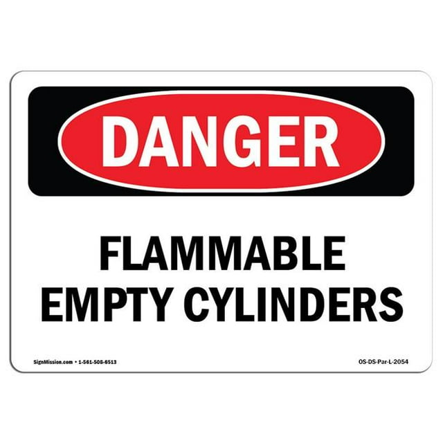 SignMission OS-DS-A-1218-L-2054 12 x 18 in. OSHA Danger Sign - Flammable Empty Cylinders