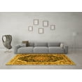 thumbnail image 3 of Ahgly Company Machine Washable Indoor Round Medallion Yellow Traditional Area Rugs, 4' Round, 3 of 4