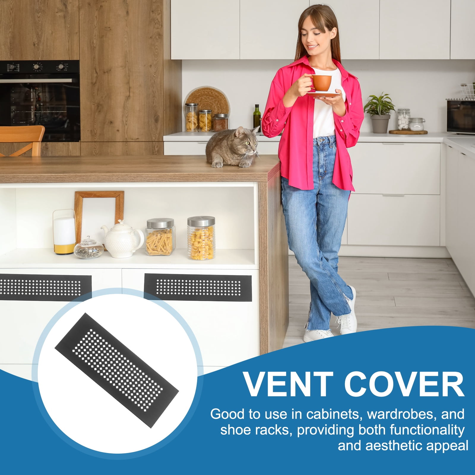 Uxcell 6 x 2 Inch Door Air Vent Cover, 3 Pcs Aluminum Grille Ventilation Cover Louvered Diamond Hole with Screws, Black