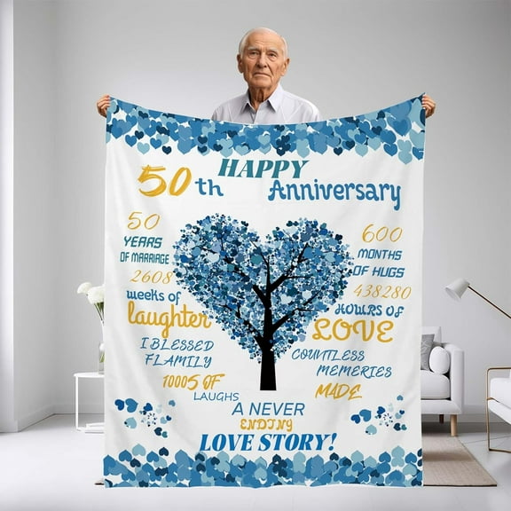 50th Anniversary Blanket Gifts for Him,50th Wedding Anniversary Romantic Gifts for Couple/Parents,50 year Anniversary Blanket for Him,Best 50th Anniversary Blanket for Husband (50th Anniversary)