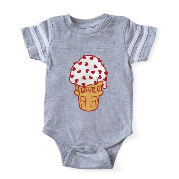 CafePress - Heart Ice Cream - Cute Infant Baby Football Bodysuit