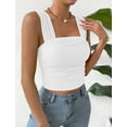 thumbnail image 4 of IWEMEK Women Tank Tops Pack of 2 Black Square Neck Summer Sleeveless Crop Tops Going Out Basic Solid White Fitting Shirt, 4 of 8