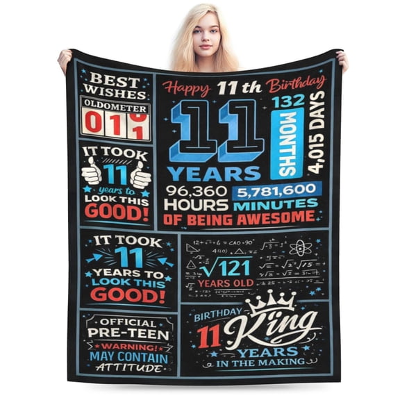 11th Birthday Blanket Eleventh Birthday Gift Preteen Birthday Blanket Soft Cozy Blanket for Boys Girls Happy 11th Birthday Gift for Kids Son Daughter Birthday 50x40