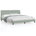 thumbnail image 1 of vidaXL Bed Frame with Headboard Light Grey 183x213 cm Velvet, 1 of 5