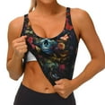 thumbnail image 2 of Sikiie Butterfly Flower Skull A Print Strappy Sports Bra for Women Padded Push Up Sports Bra Athletic Running Sports Bra Workout Bra Yoga Bra, 2 of 5