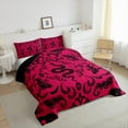 thumbnail image 3 of Boho Snake Print Bedding Set Hippie Halloween Gothic Comforter Set Twin Women Retro Hot Pink Black Baroque Damask Floral Bed Comforter Set Goth Reptile Animal Quilt, 3 of 5
