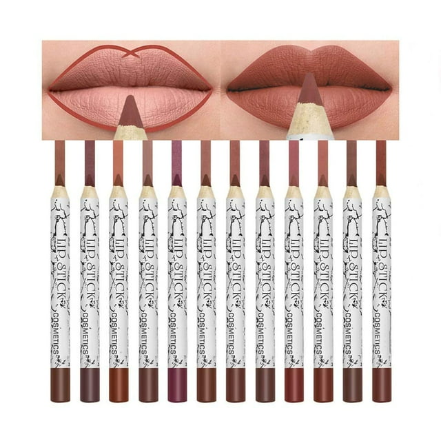 Juego de delineadores de labios, 12 Uds., lápices delineadores de labios mate, lápices labiales, lápices delineadores de labios impermeables