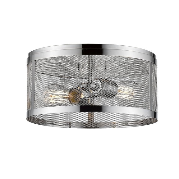 2 Light Flush Mount In Industrial Style 12.13 Inches Wide By 6 Inches High-Chrome Finish-Chrome Shade Color Z-Lite 331F12-Ch