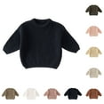 thumbnail image 2 of KAUOD Toddler Knit Pullover Sweater Ribbed Crochet Stretchy Crew Neck Sweatshirt Clothes Baby Boys Plain Warm Sweater, 2 of 6