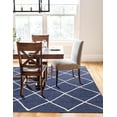 thumbnail image 2 of White with Navy Blue Indian Handmade Braided Daimond Design Area Rug 2 x 3 Feet (61 cm x 91 cm), For Living Room, Bedroom, Dining Room, Hallways & Entryways, 2 of 4