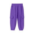 thumbnail image 5 of School Uniforms Pants for Boys New Boys Girls School Uniform Sweatpants Kids Elastic Waist Baggy Cargo Pants Casual Thickened Joggers Purple 120, 5 of 6