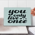 thumbnail image 2 of YOLO Cutting Board, You Only Live Once Message with Black Hearts Captivating Modern Words About Life, Decorative Tempered Glass Cutting and Serving Board, Small Size, Black and White, by Ambesonne, 2 of 5