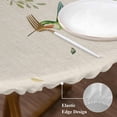 thumbnail image 3 of Watercolor Floral Round Tablecloth, Fitted Table Cover with Elastic for 36"-44" Round Tables, Spring Flowers Birds Plants Country Beige Table Cloth Outdoor Indoor Dinning Party Waterproof Tablecloths, 3 of 7