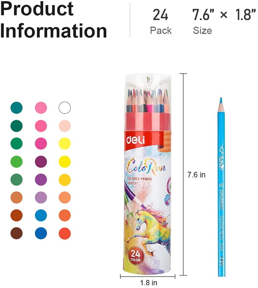 Deli 24 Professional Colored Pencil Set Pencils Water Soluble Sketchin –  AOOKMIYA
