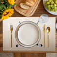 thumbnail image 4 of Beige Ombre Placemats Set of 6, Black Hockey Sticks Minimalist Style Placemats for Dining Table, Place Mats for Kitchen Tabletop, Waterproof Wipeable Dining Table Mats Set, 4 of 9