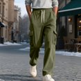 thumbnail image 6 of Corduroy Cargo Pants for Men Straight Leg Relaxed Fit Multi Pocket Drawstring Outdoor Work Pants, 6 of 7