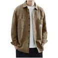 thumbnail image 3 of APEXFWDT Men's Big & Tall Shirt Jacket - Lightweight Cotton Button Front Shirt, Work Jacket for Outdoor & Casual Wear,L,Brown, 3 of 9