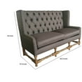 thumbnail image 5 of Benjara 63 Inch Sattee Bench Sofa, Tall Tufted Wingback, Gray Polyester Upholstery, 5 of 5
